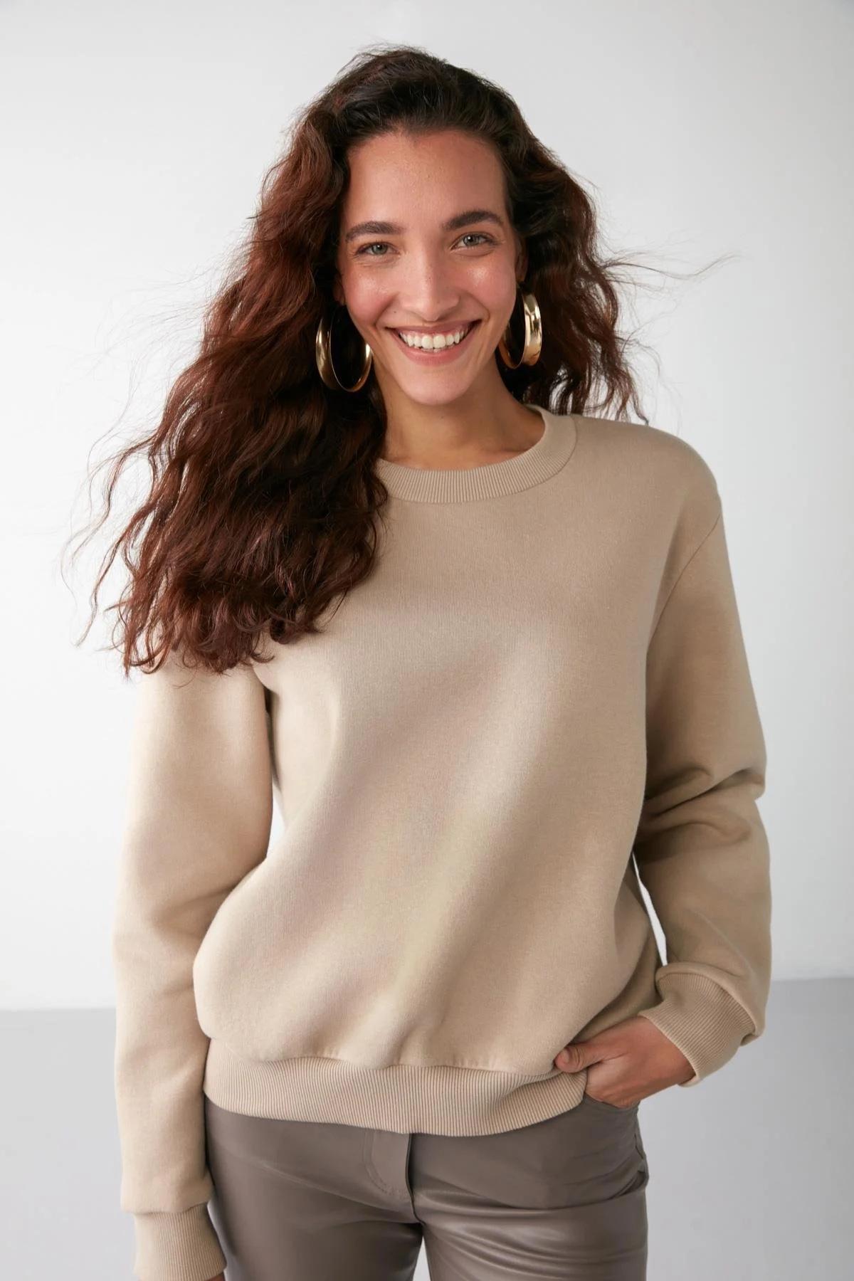 Vizon Bisiklet Yaka Oversize Sweatshirt