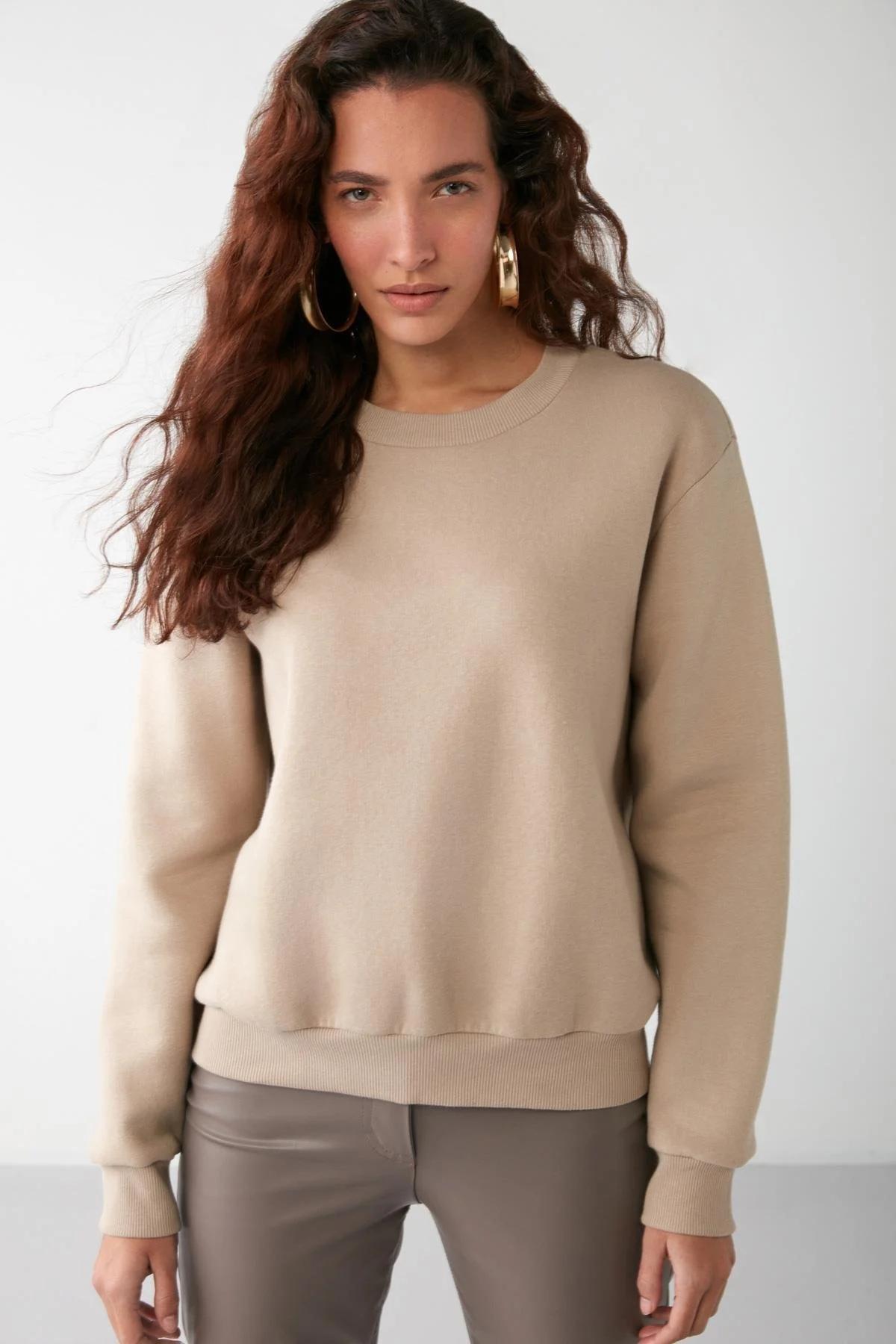 Vizon Bisiklet Yaka Oversize Sweatshirt
