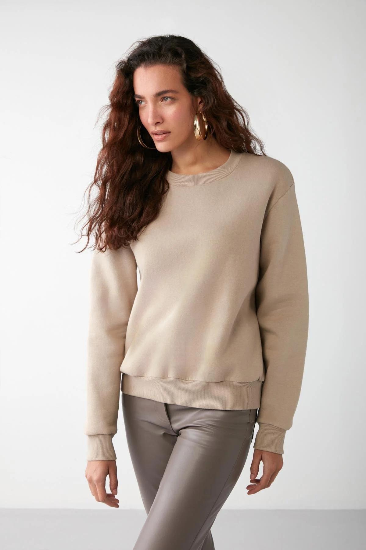Vizon Bisiklet Yaka Oversize Sweatshirt