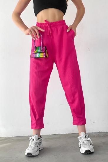 Kadın Fuşya Bel Lastikli Paçası Pensli Mevsimlik Jogger Pantolon